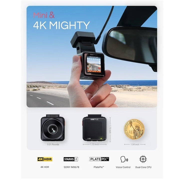 Vantrue E1 Pro 4K Mini DashCam Front STARVIS 2 PlatePix™ HDR Night Vision Built-