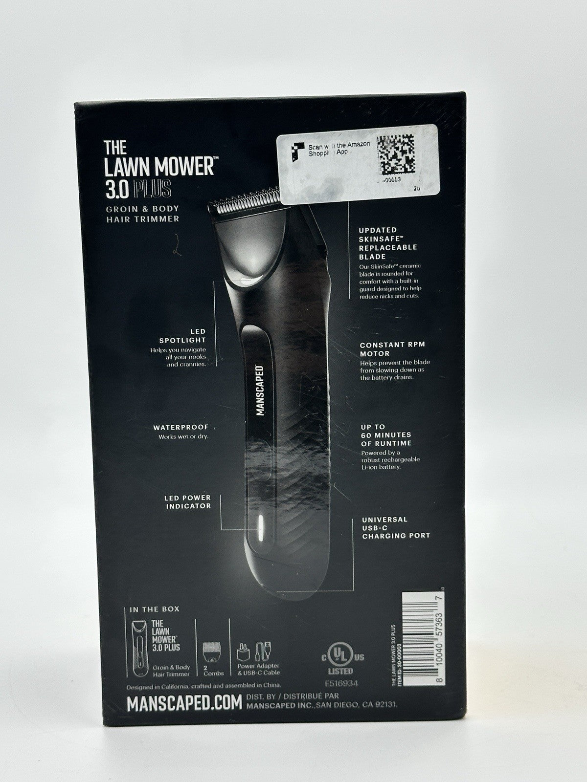 Lawn Mower 3.0 - Waterproof Body Trimmer, USB-C Rechargeable, Black