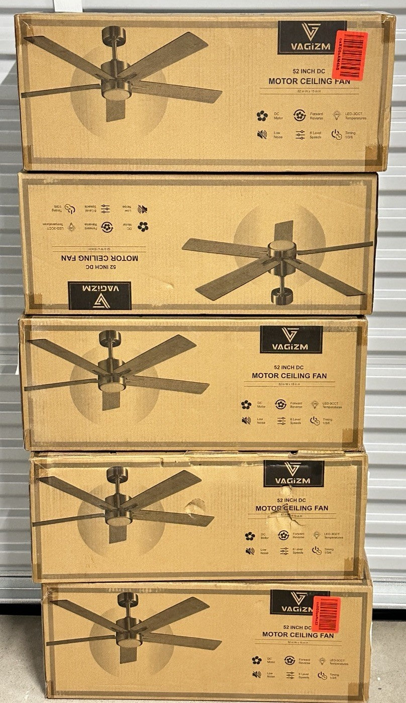 52 inch Modern Ceiling Fan with Light Remote Tri-Color Temperature LED