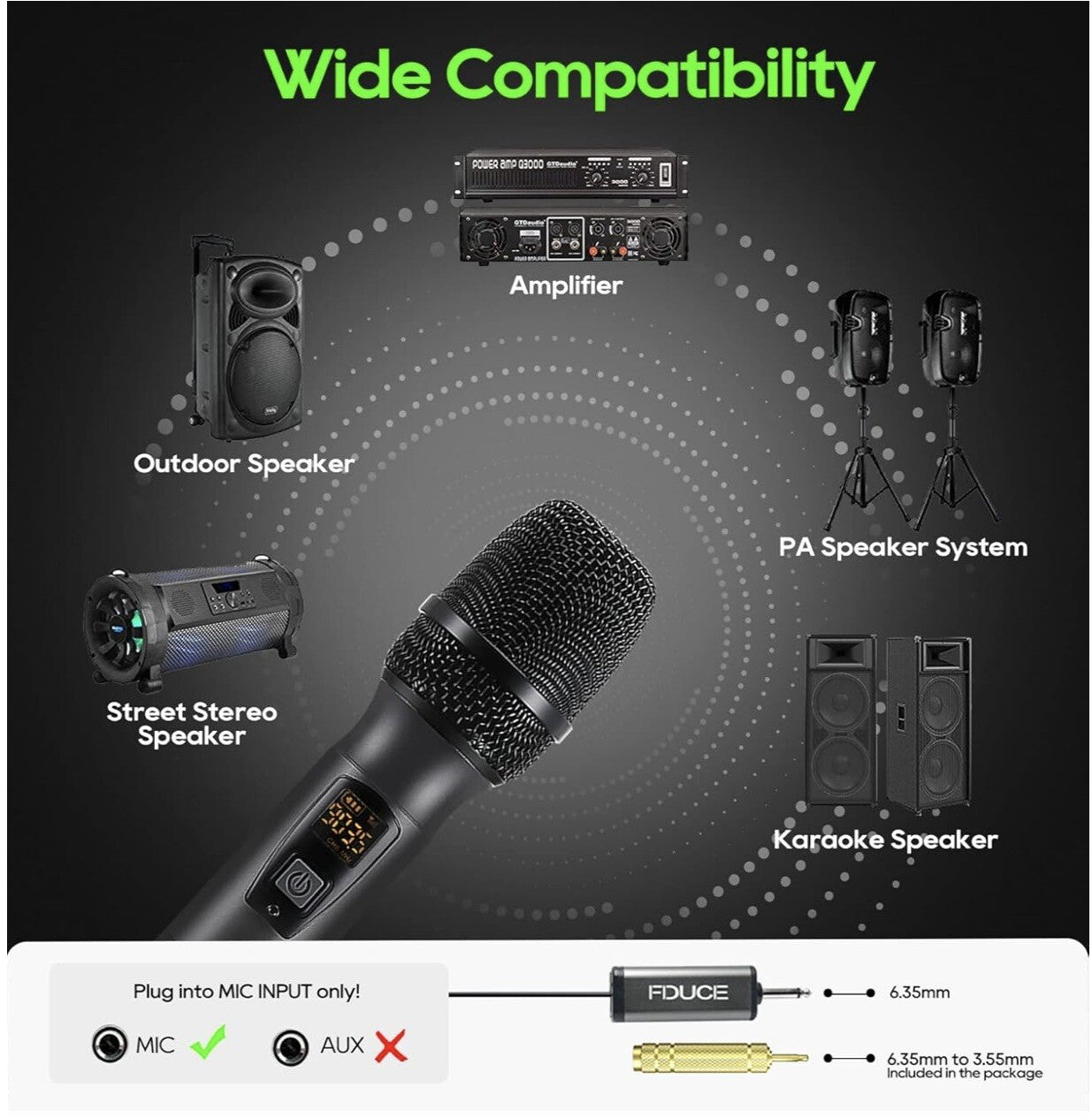 FDUCE Professional Universal Microphone UHF Handheld Dynamic System