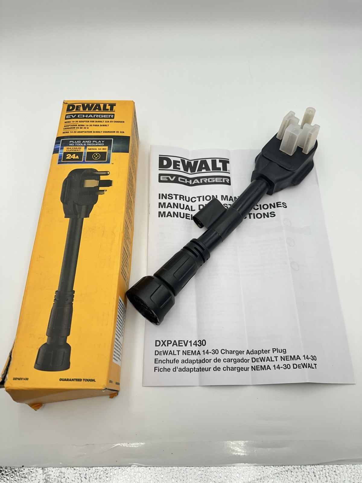 DeWalt NEMA 14-30 Adapter 24 Amp/240-Volt Compatible 32 Amp Portable EV Connect