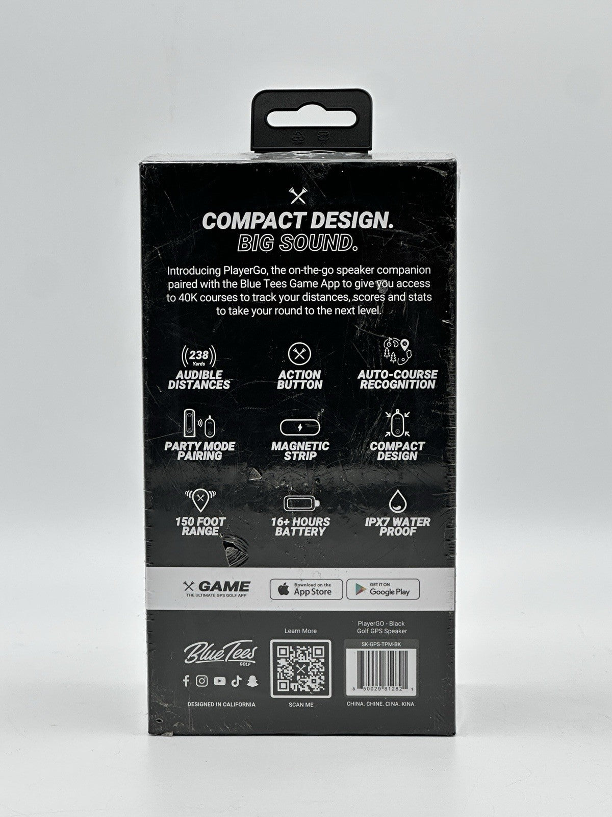 Blue Tees Golf Player Go Compact Magnetic Speaker- Black