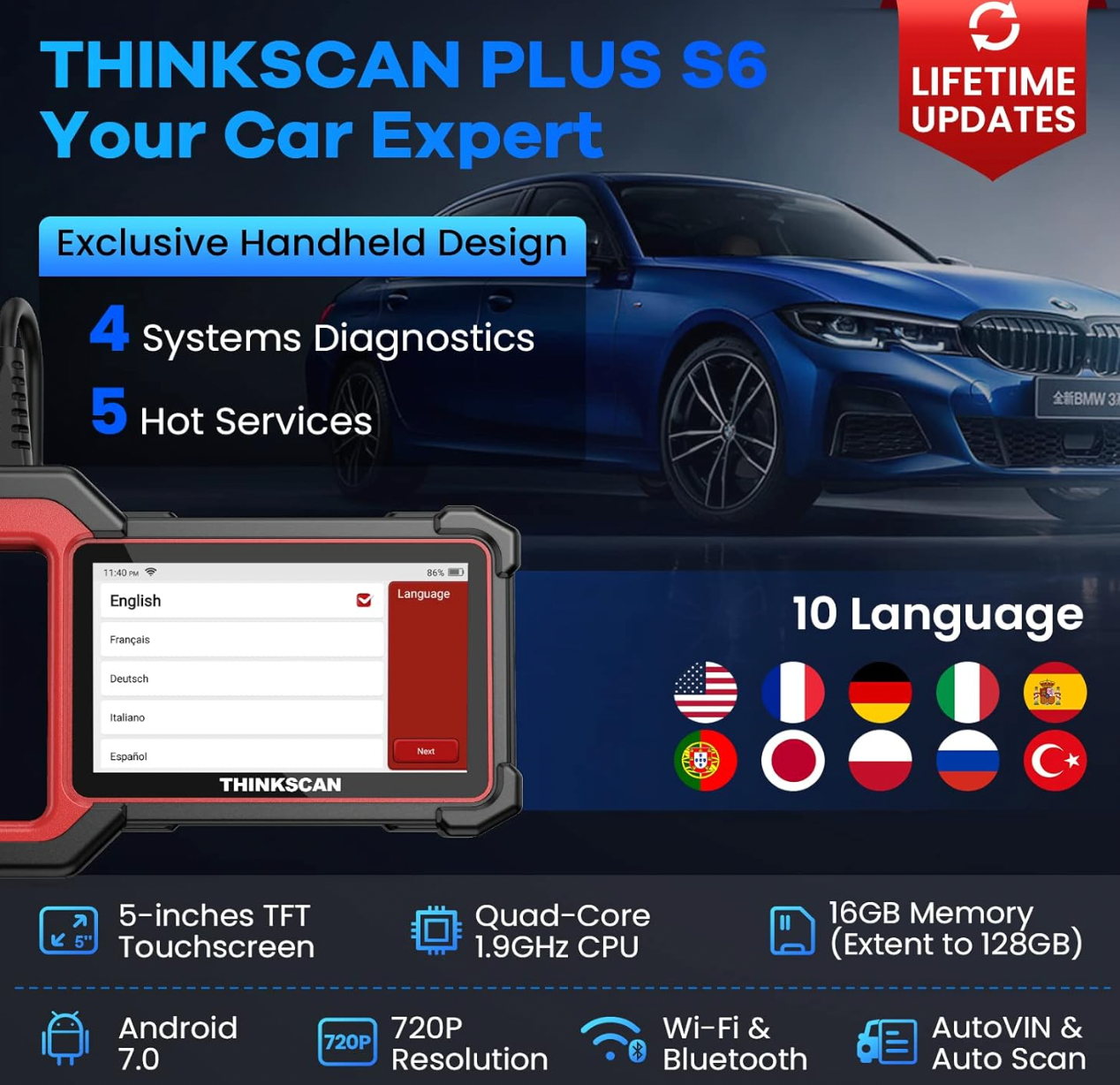 THINKCAR OBD2 Scanner, Thinkscan Plus S6 Scan Tool