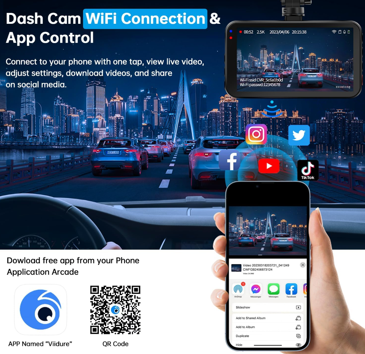 Dashcams for Cars Full HD 1080P Car Camera Front with 32GB Card ( 2 UNITS )