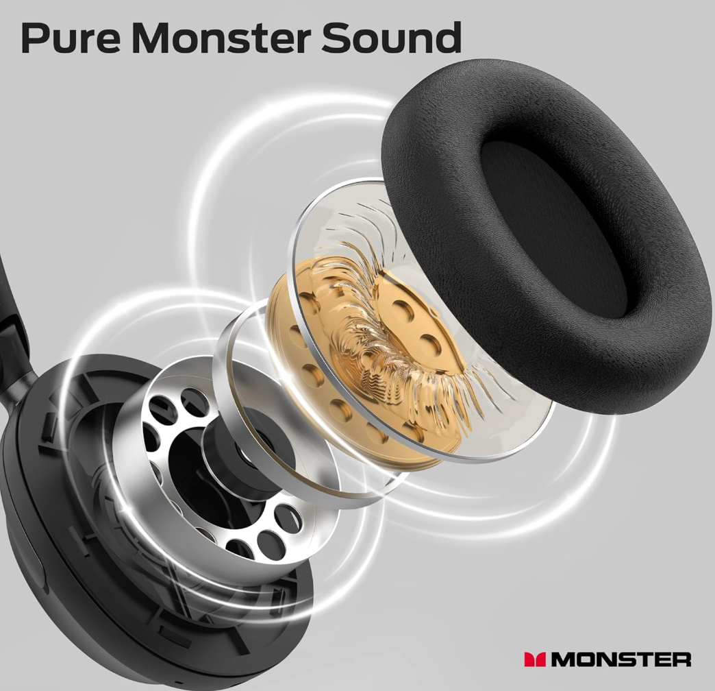 Monster Persona 3rd ANC Bluetooth Headphones Black & Gold (Brand New)