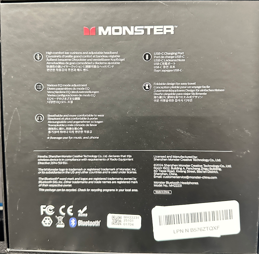 Monster Persona 3rd ANC Bluetooth Headphones Black & Gold (Brand New)