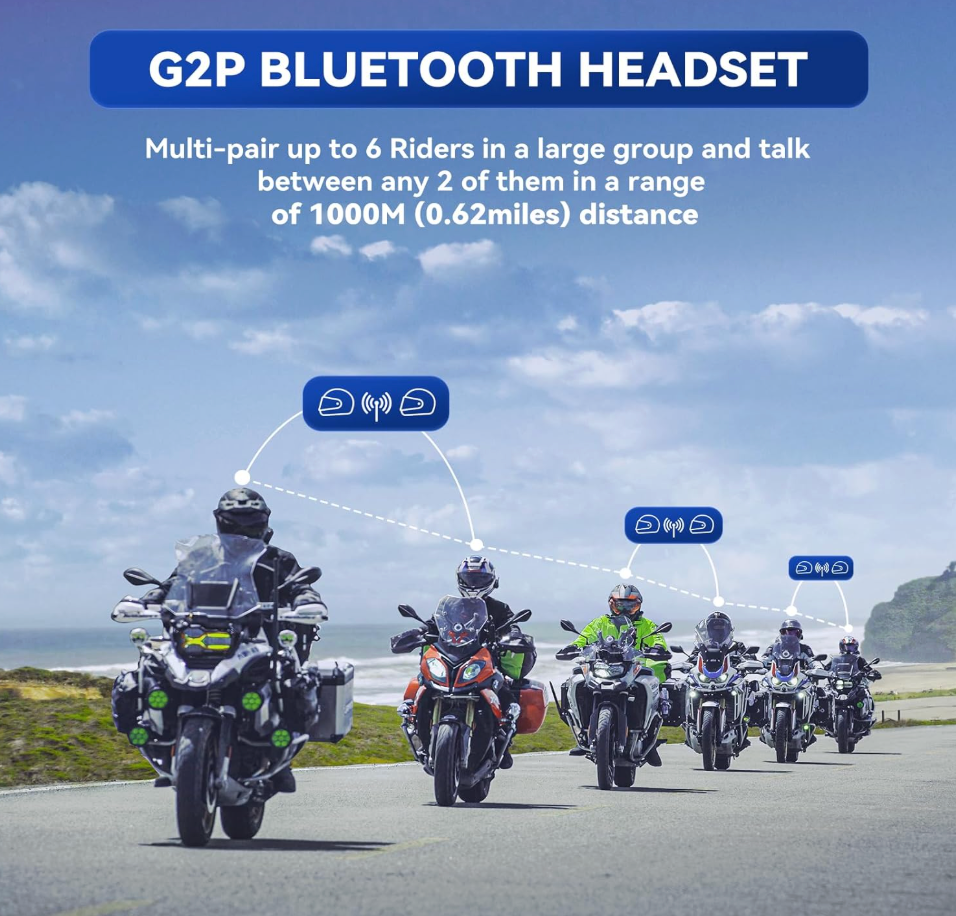LEXIN G2P Motorcycle Helmet Communication Systems, Dual Pack