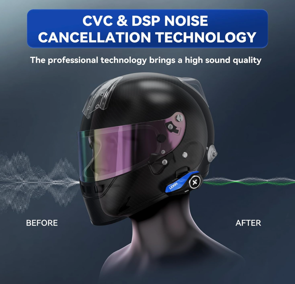 LEXIN G2P Motorcycle Helmet Communication Systems, Dual Pack
