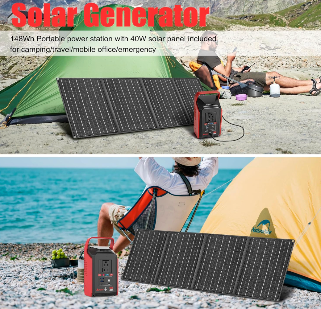 Takki 300W Peak Solar Generator 148Wh with 40W Solar Panel (Brand New)