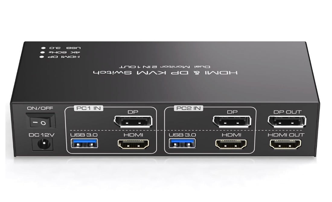 KVM Switch 2 Monitors 2 Computers Display Port and HDMI