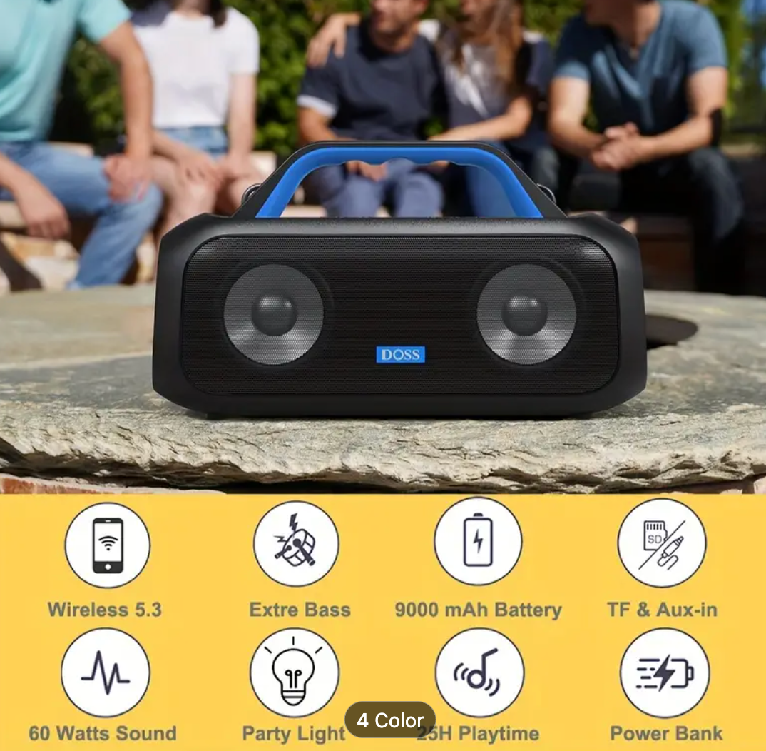 DOSS 60W Portable Speaker | Wireless 5.3 With Stereo Sound