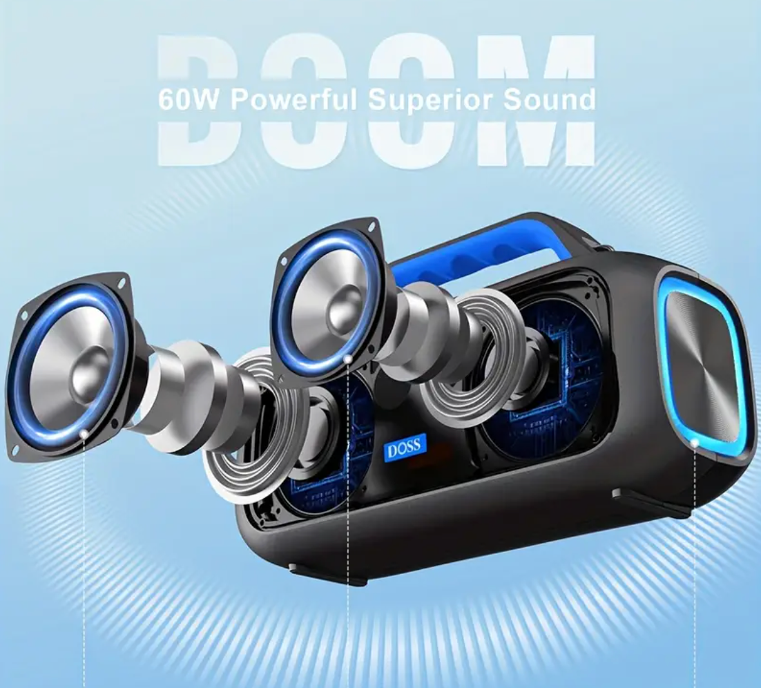 DOSS 60W Portable Speaker | Wireless 5.3 With Stereo Sound