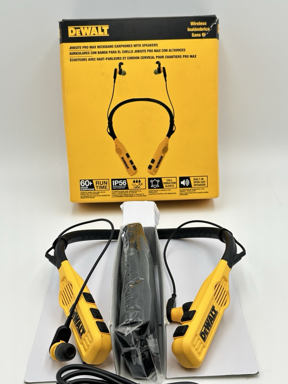 DEWALT 2-In-1 Neckband Bluetooth Headphones W/Built-In Speakers
