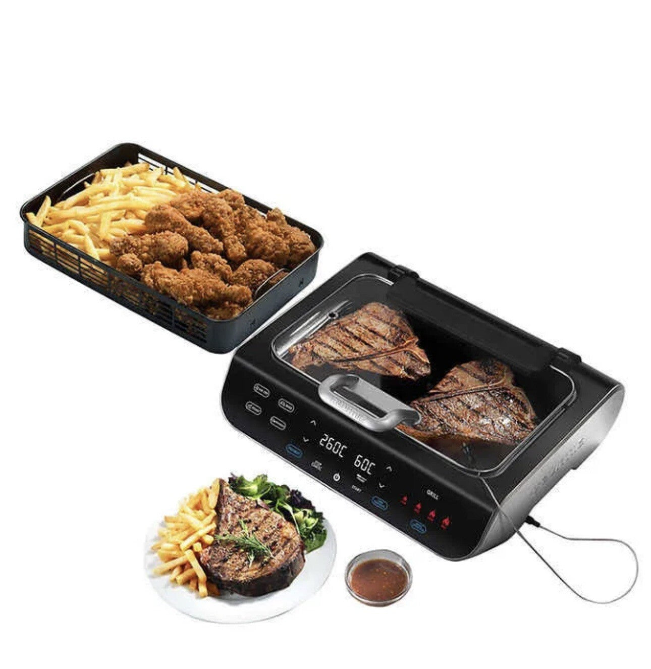 Gourmia 5-in-1 FoodStation Smokeless Grill & Air Fryer with Smoke-Extracting