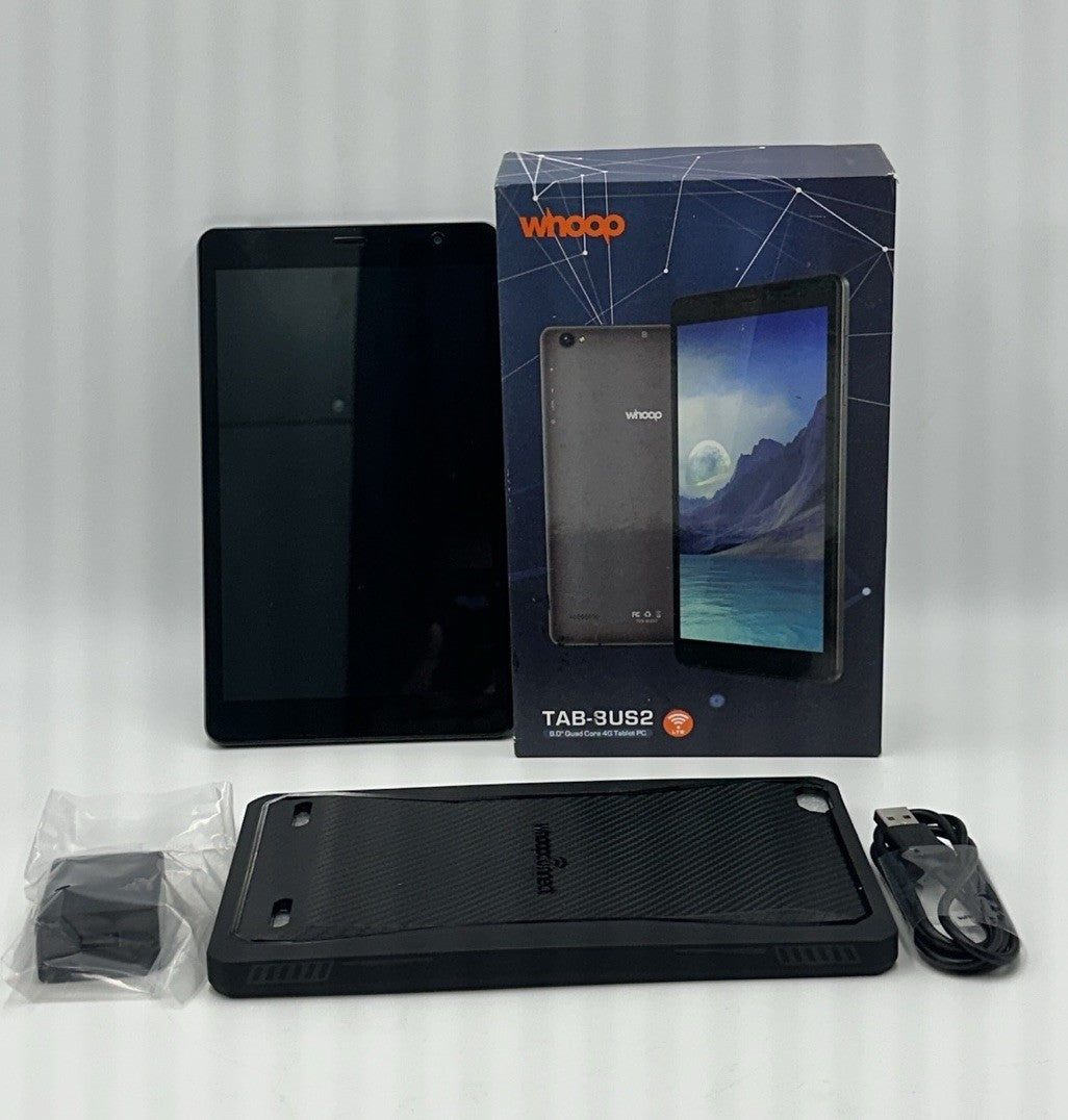 Whoop TAB-8US2 Android Tablet 8” NEVER USED, INCLUDES PROTECTIVE CASE BUNDLE