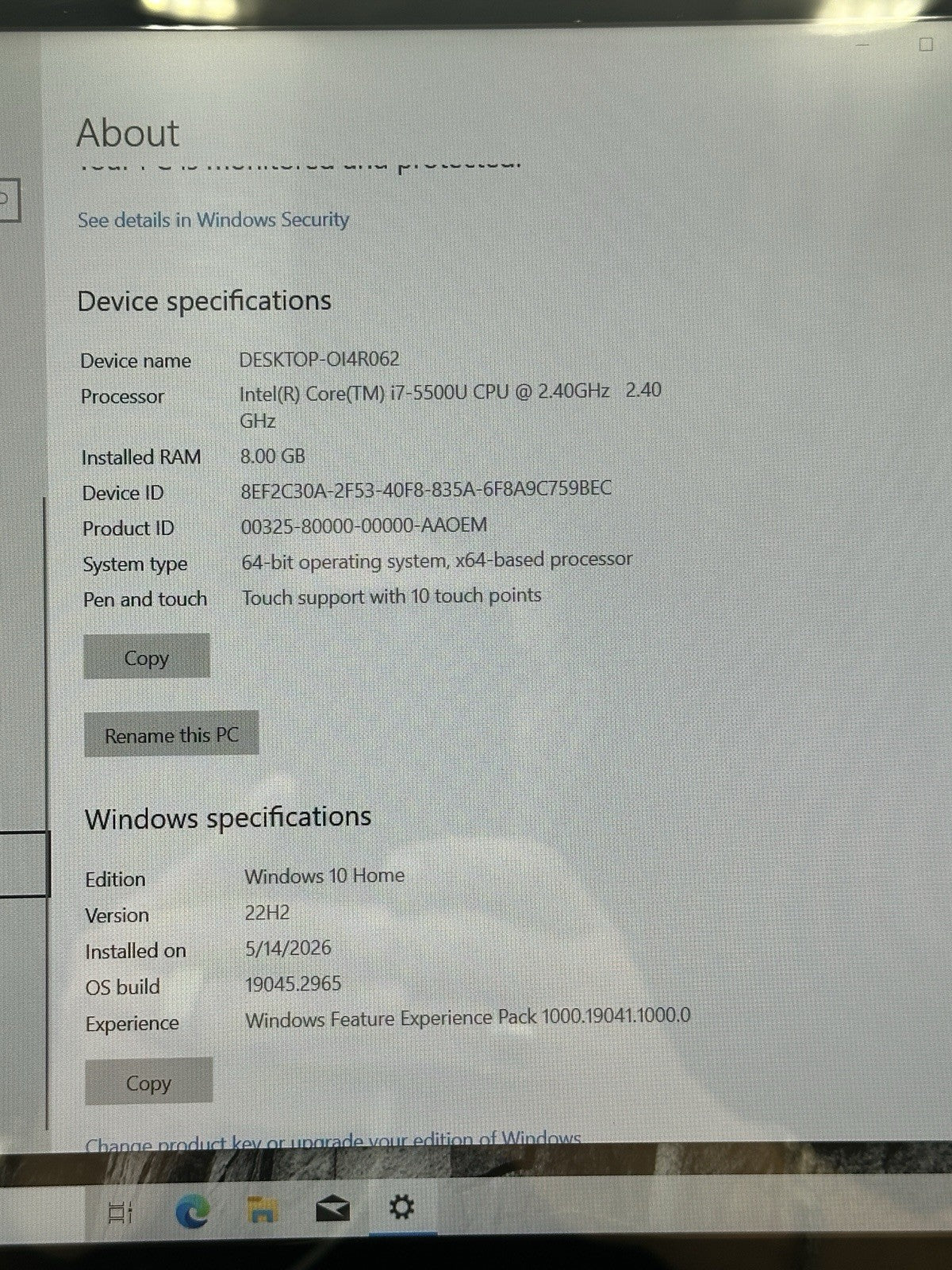 Lenovo T550  TOUCHSCREEN Core I7 5th  gen / 8gb  /256gb SSD / Windows 10 Pro