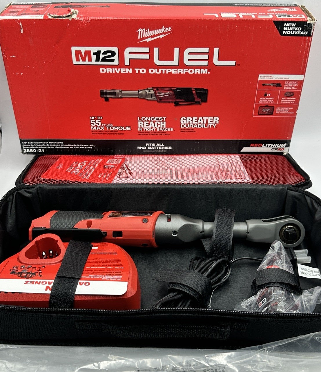 Milwaukee 2560-21 M12 FUEL 12V 3/8 Inch Extended Reach Ratchet 2.0AH Kit