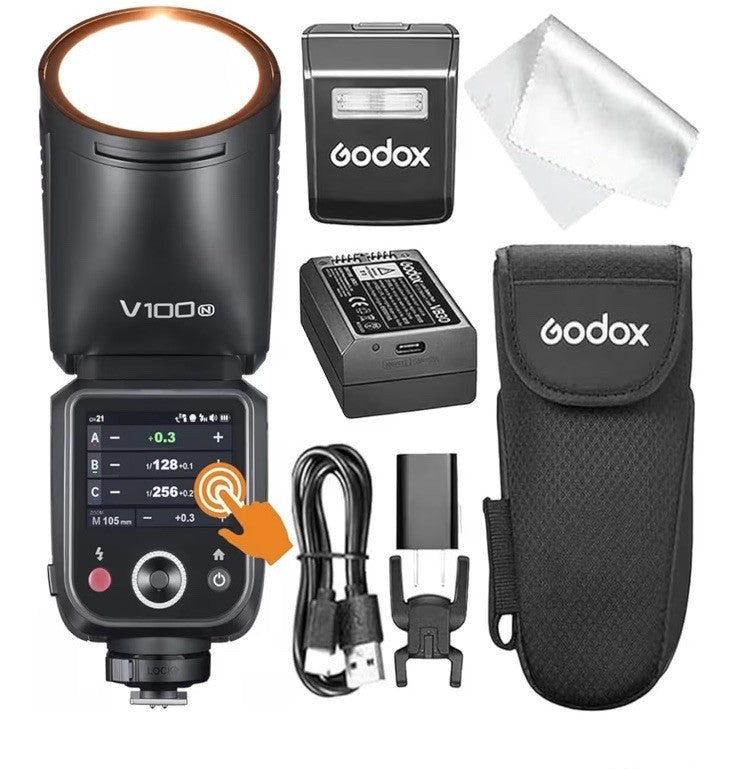 Godox V100 100Ws TTL Round Head Camera Flash TouchScreen Speedlite