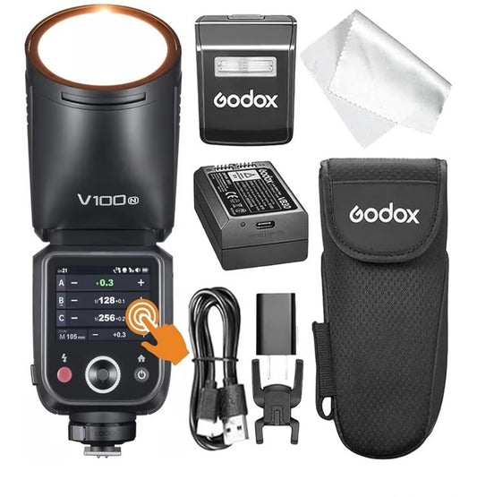 Godox V100 100Ws TTL Round Head Camera Flash TouchScreen Speedlite
