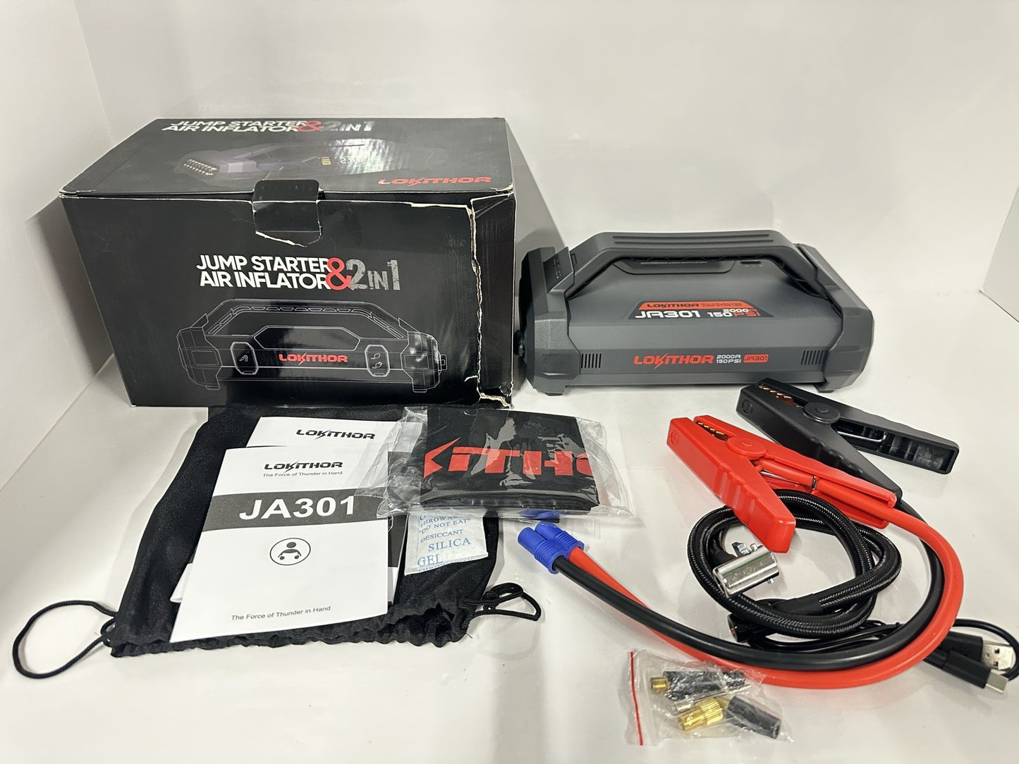 LokiThor JA301 2000A 12V Car Jump Starter With 150PSI Air Inflator + Flashlight
