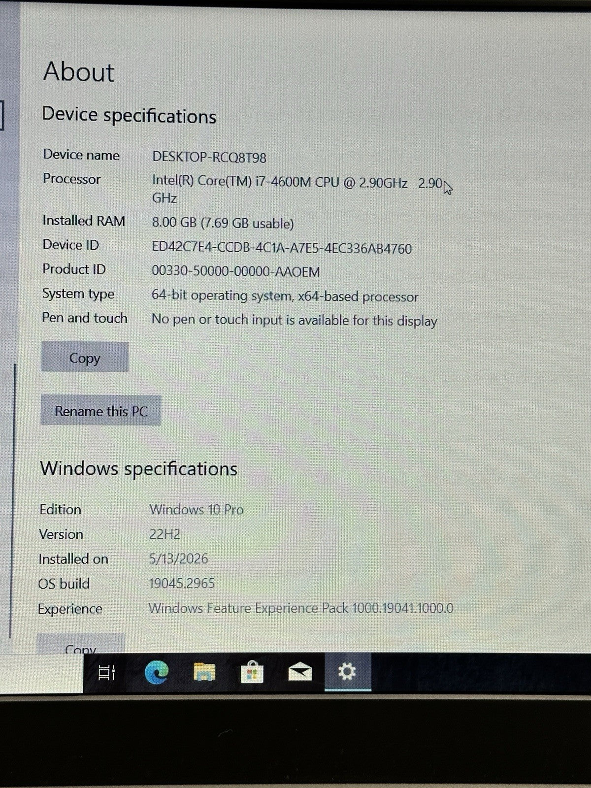 Lenovo ThinkPad T440p Intel Core i7-4th  4600M @ 2.9GHz, 8GB RAM, 512gb
