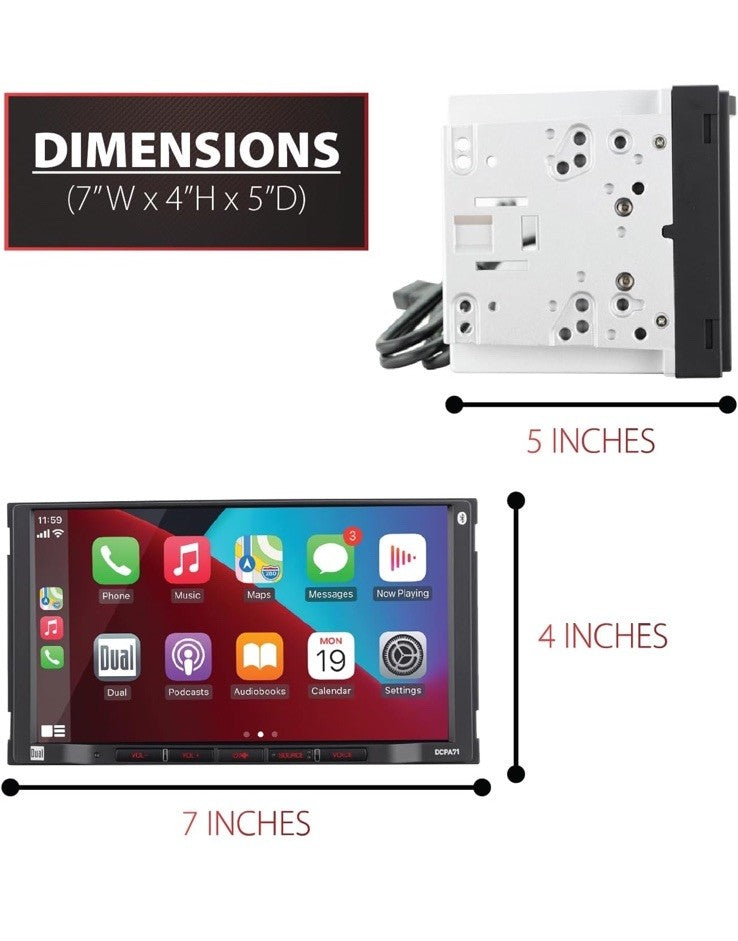 Dual Electronics DCPA71 7" Car Stereo Receiver | Apple CarPlay | Android Auto