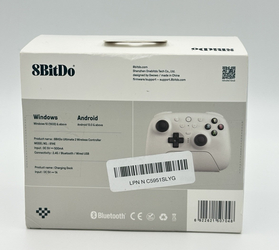8BitDo Ultimate 2.4G Wireless Controller for Android - White  (with Charging...