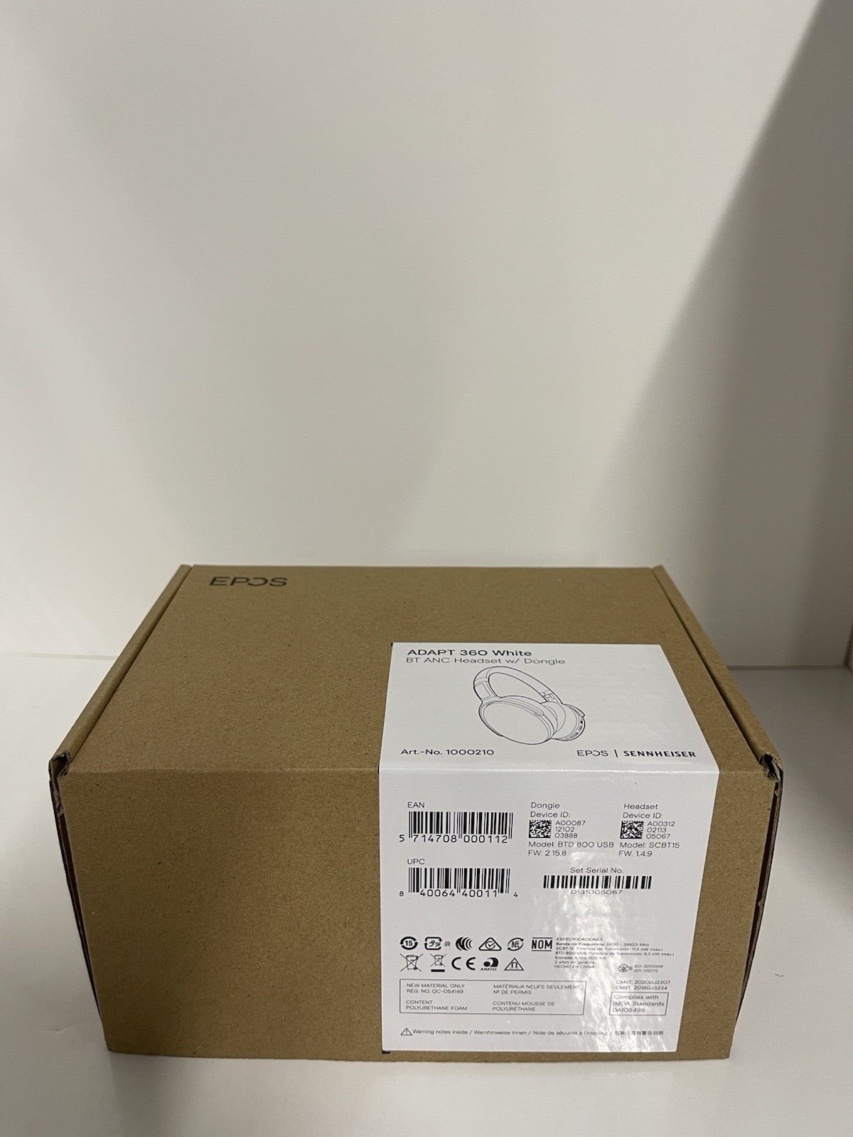 SENNHEISER Epos Adapt 360 White By ANC Headset W Dongle