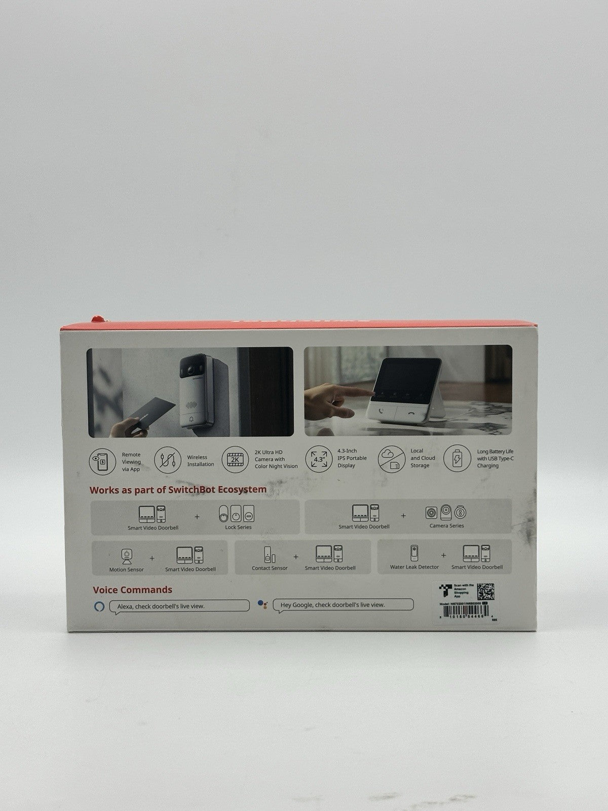 SwitchBot 2K Quad HD Smart Video Doorbell w/ 4.3" IPS Portable Display 