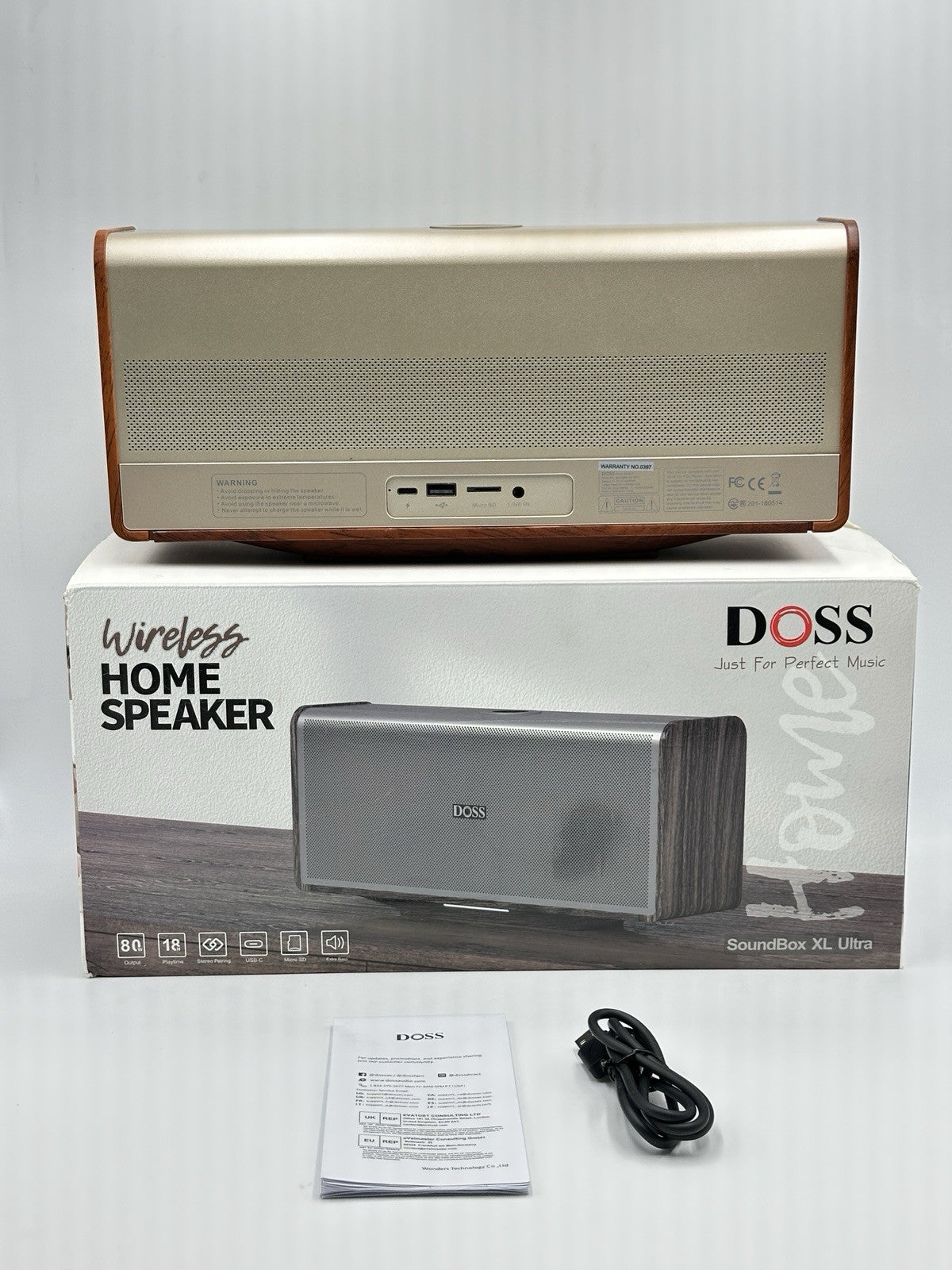 DOSS SoundBox XL Ultra Wireless Home Speaker, Gold