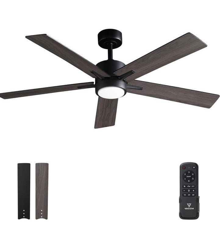 52 inch Modern Ceiling Fan with Light Remote Tri-Color Temperature LED