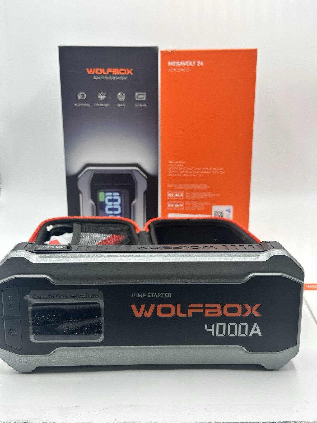 WOLFBOX MV24 4000A Jump Starter,12V Car Booster Pack with 65W Quick Charger,LED 