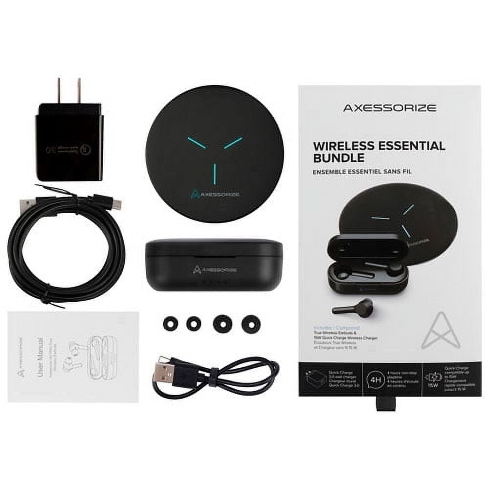 Axessorize Essential Bundle | Truly Wireless Headphones & Wireless Charger 