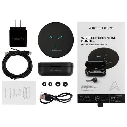 Axessorize Essential Bundle | Truly Wireless Headphones & Wireless Charger 