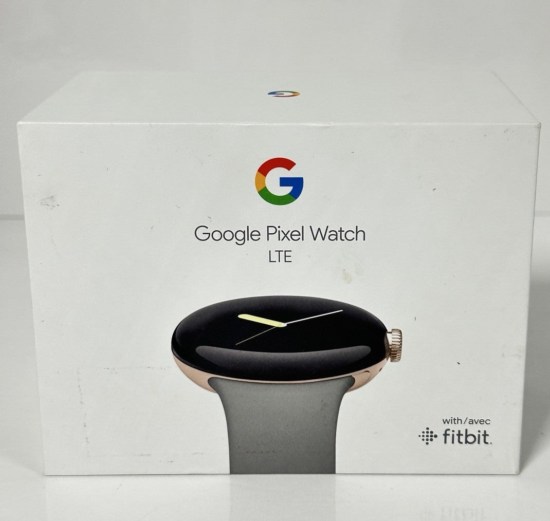 Google Pixel Watch 41mm Champagne Gold Stainless Steel Case Grey Strap
