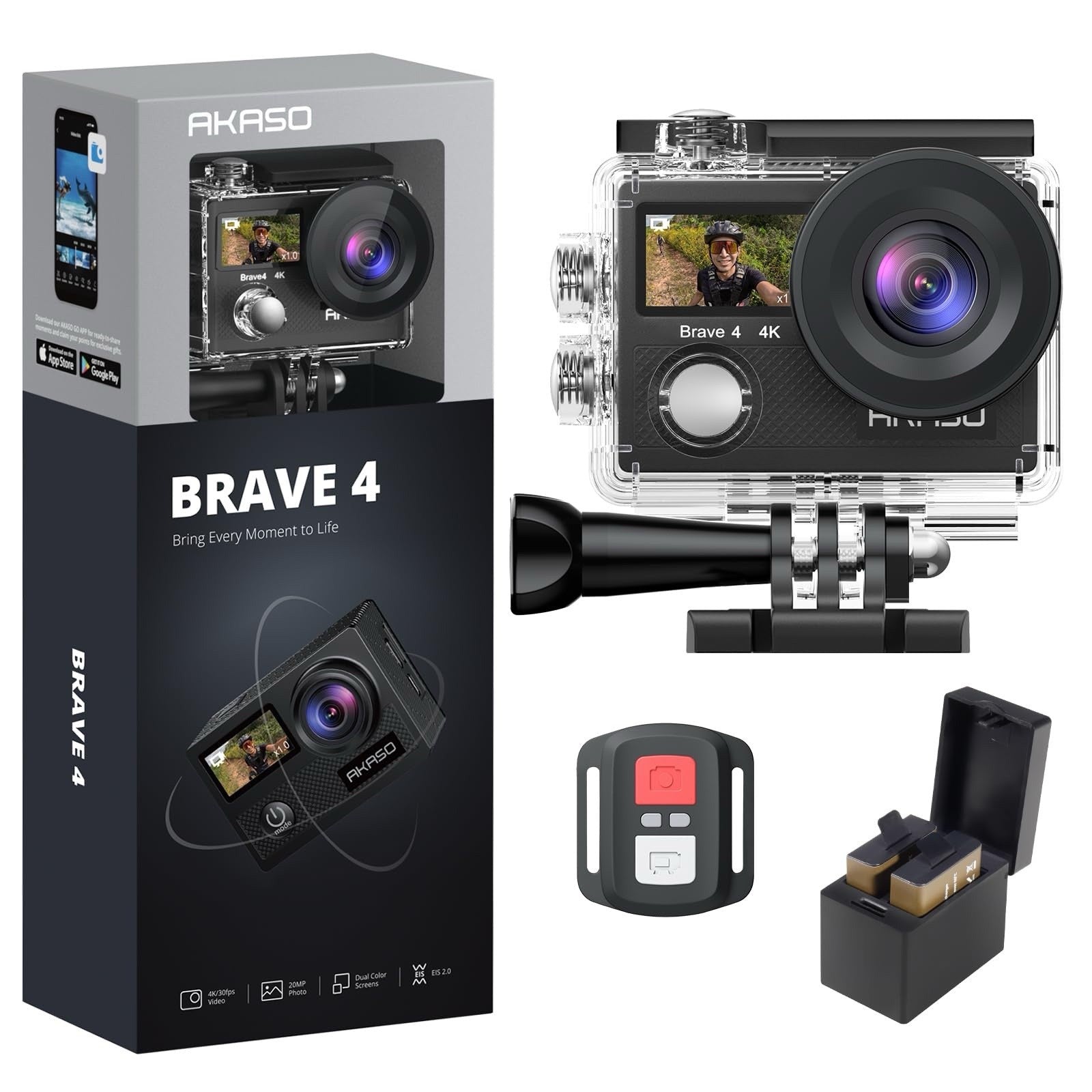 AKASO Brave 4 Action Camera 4K 30fps Ultra HD WiFi Sport Cameras