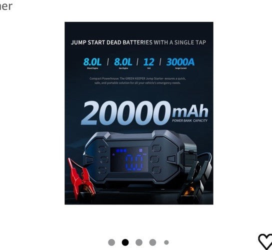 GREEN KEEPER JUMPSTARTER 12V 3000A PEAK CURRENT GK-J1206P