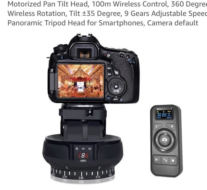 MOTORIZED PAN TILT HEAD 100cm Wireless Control,360 Degrees Wireless Rotation