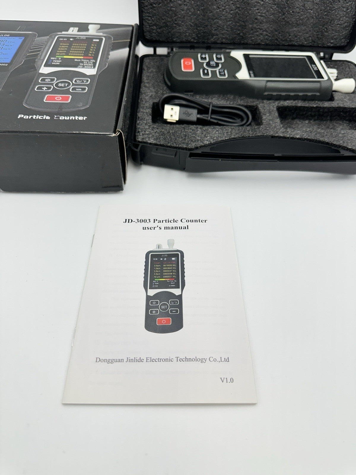 PM2.5 Particle Counter JD-3003 Pump Suction Detector Dust-Free Workshop Detector