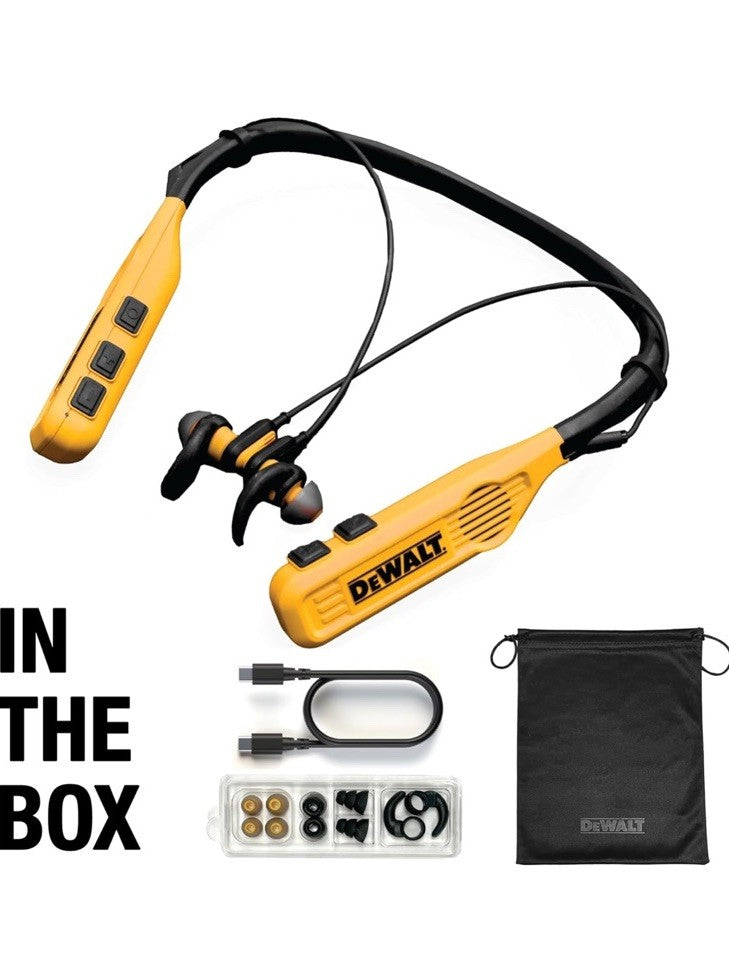 DEWALT 2-In-1 Neckband Bluetooth Headphones W/Built-In Speakers