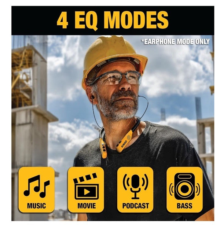 DEWALT 2-In-1 Neckband Bluetooth Headphones W/Built-In Speakers
