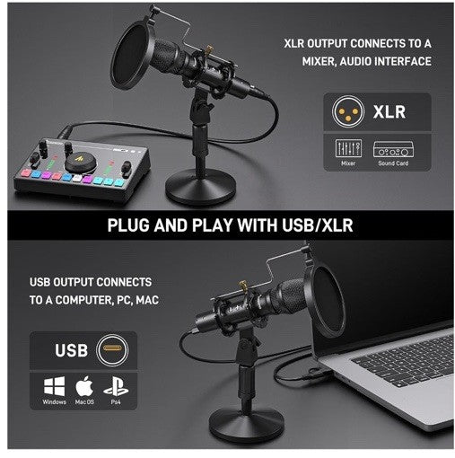 **NEW** Maono AUHD300T USB / XLR Cardioid Dynamic Broadcast Microphone