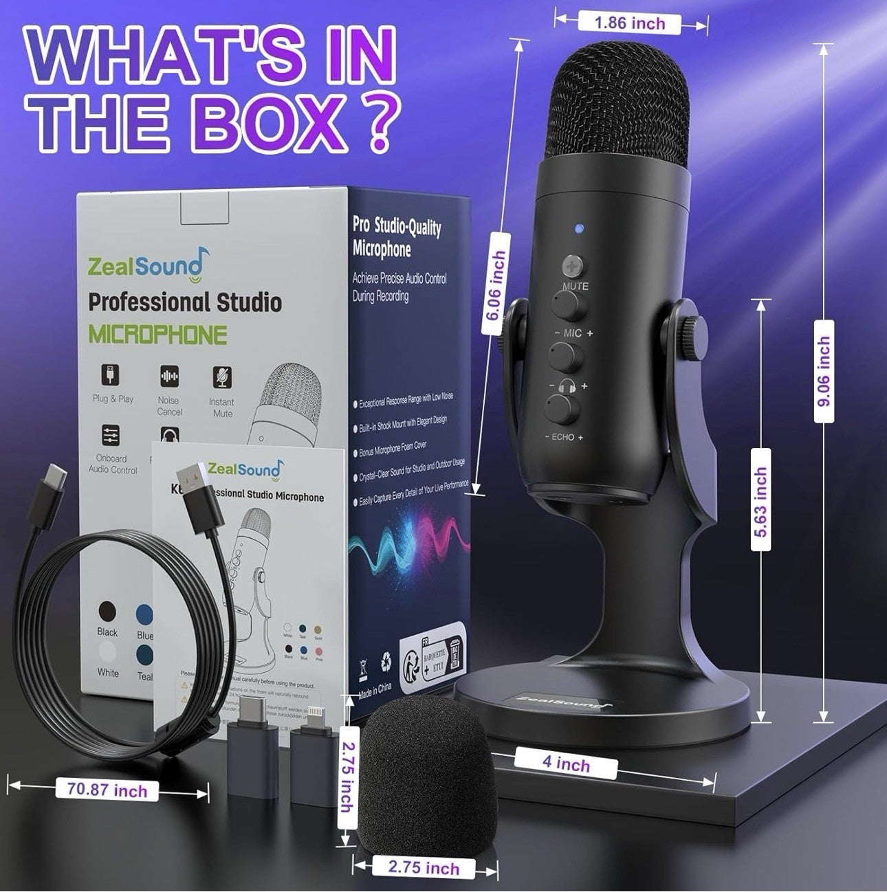 Zeal Sound Professional Studio Microphone - Black - Plug & Play  - Brand New