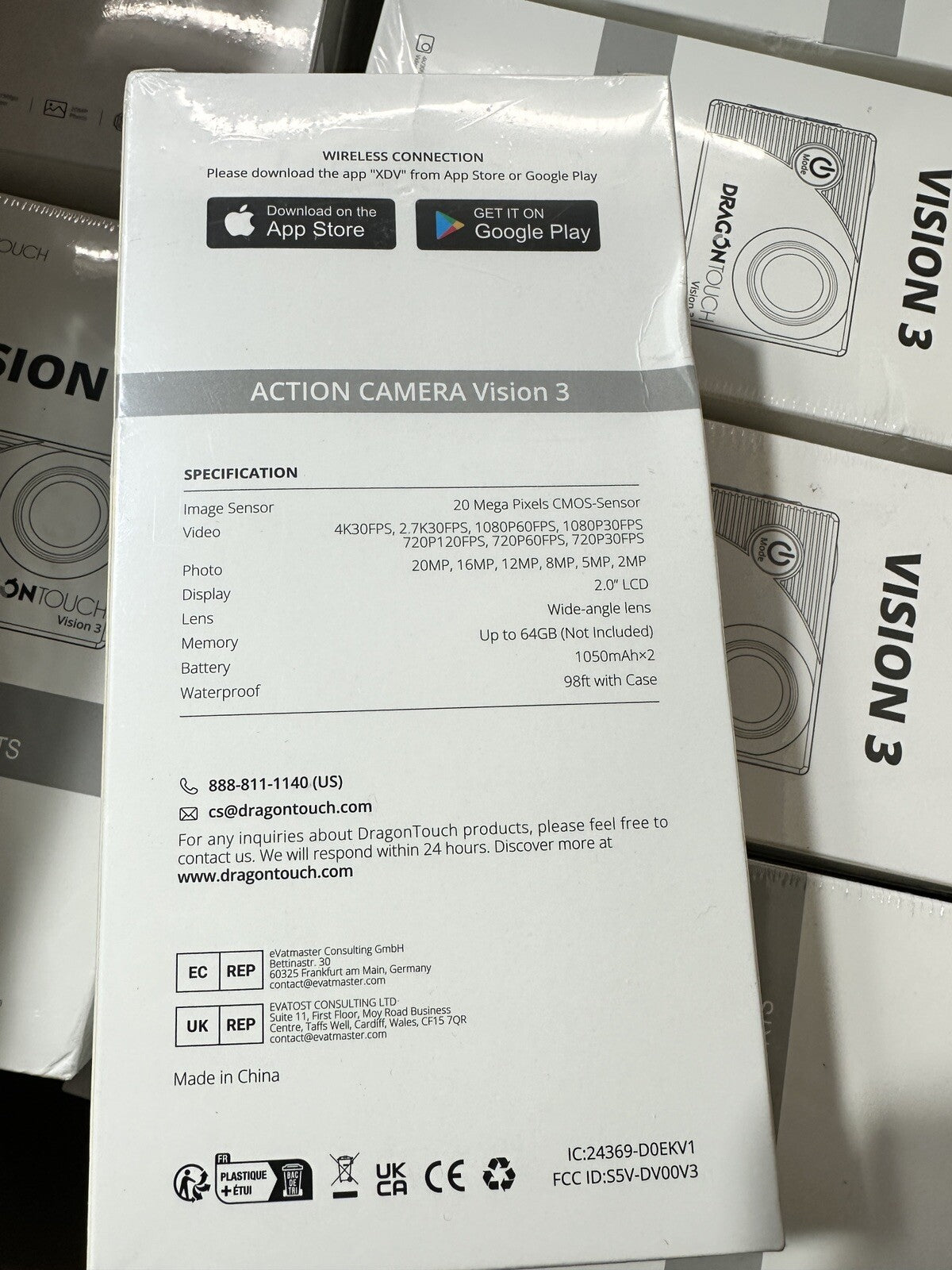 Dragon Touch Vision 3 Pro Black 4K Ultra HD Sports Waterproof Action Camera