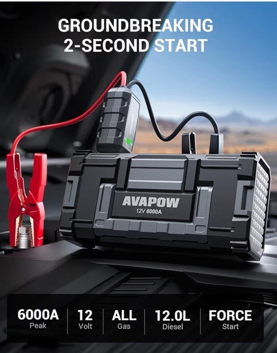 AVAPOW A68 Car Jump Starter 6000A Peak Portable Power Pack