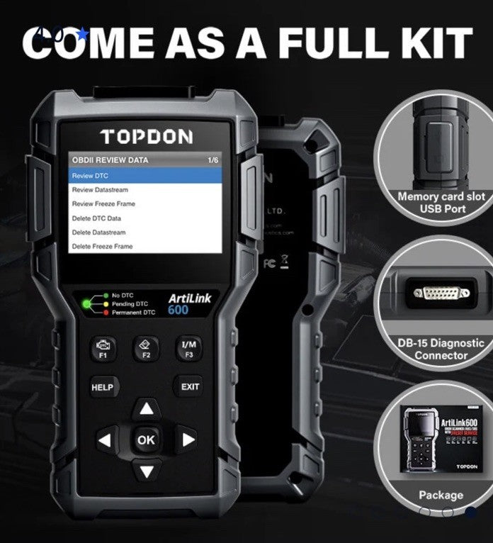 TOPDON ARTILINK600 OBDII SCANNER ABS SRS WITH 3 RESET SERVICE