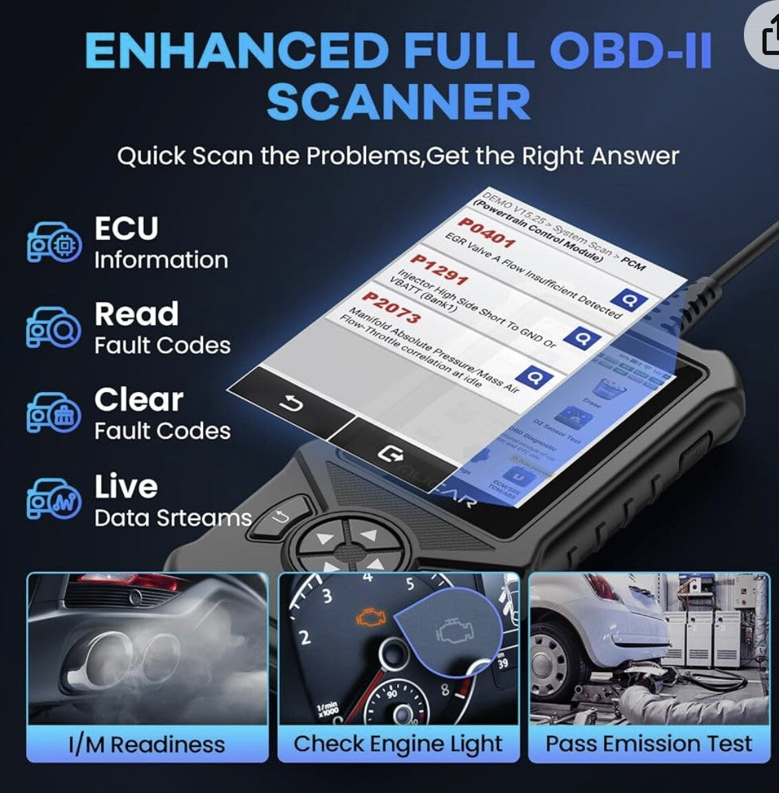 MUCAR CDE900 OBD2 Scanner, Check Engine Code Reader