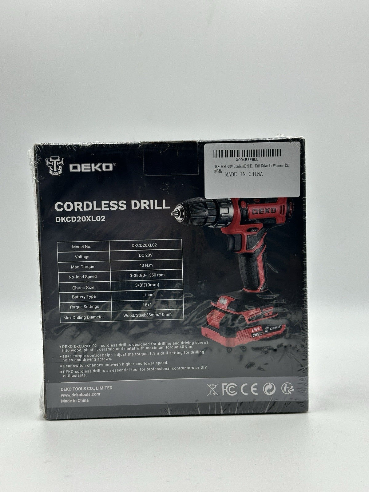 DEKO PRO 20V Cordless Drill Set DKCD20XL02G (TDY027119) Red