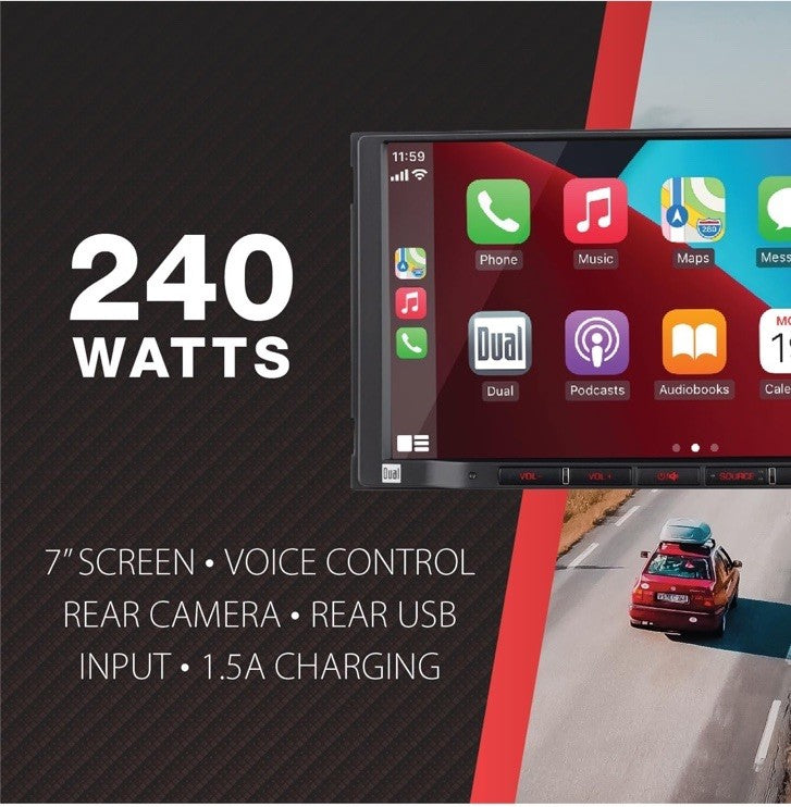 Dual Electronics DCPA71 7" Car Stereo Receiver | Apple CarPlay | Android Auto