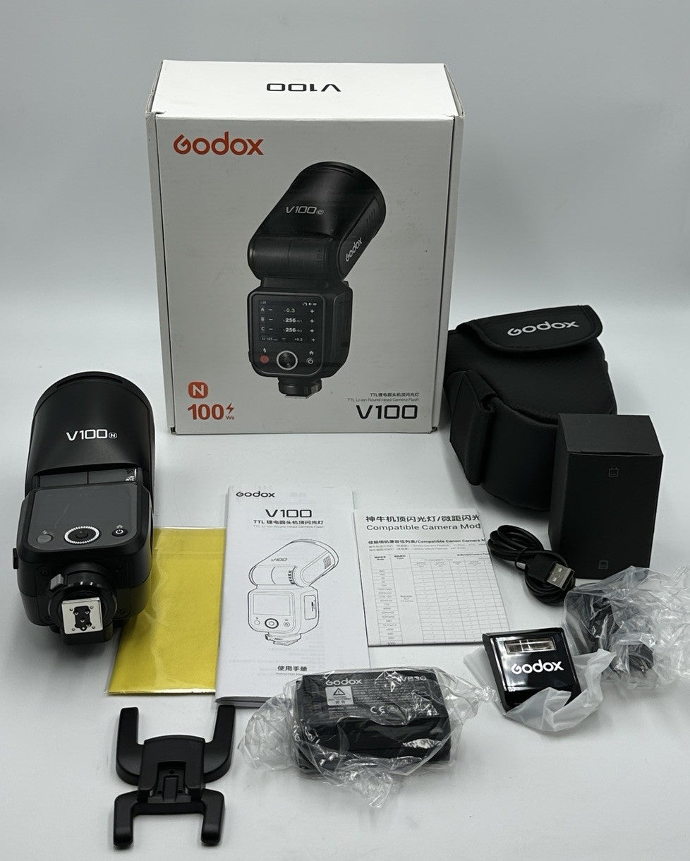 Godox V100 100Ws TTL Round Head Camera Flash TouchScreen Speedlite